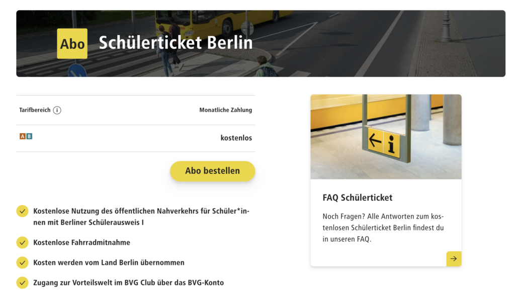 berlinow - Schülerticket ABO