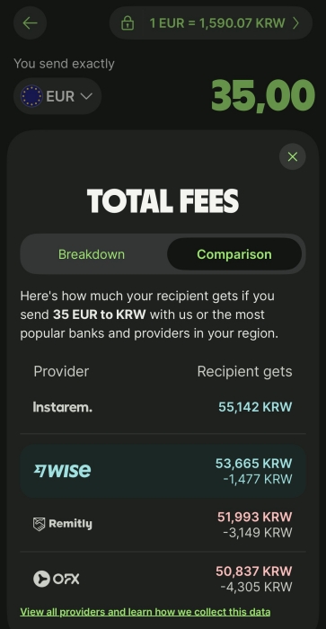 와이즈 해외 송금 수수료 비교